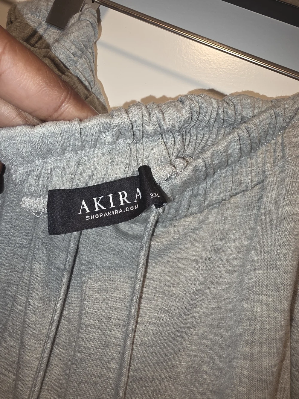 AKIRA Light Gray Ruched Jogger Pants with Drawstring Waist